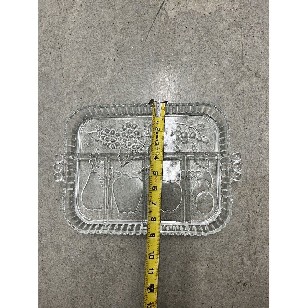 5 Divided Indiana Clear Glass Relish Tray/Platter Fruit Design - Picture 16 of 16